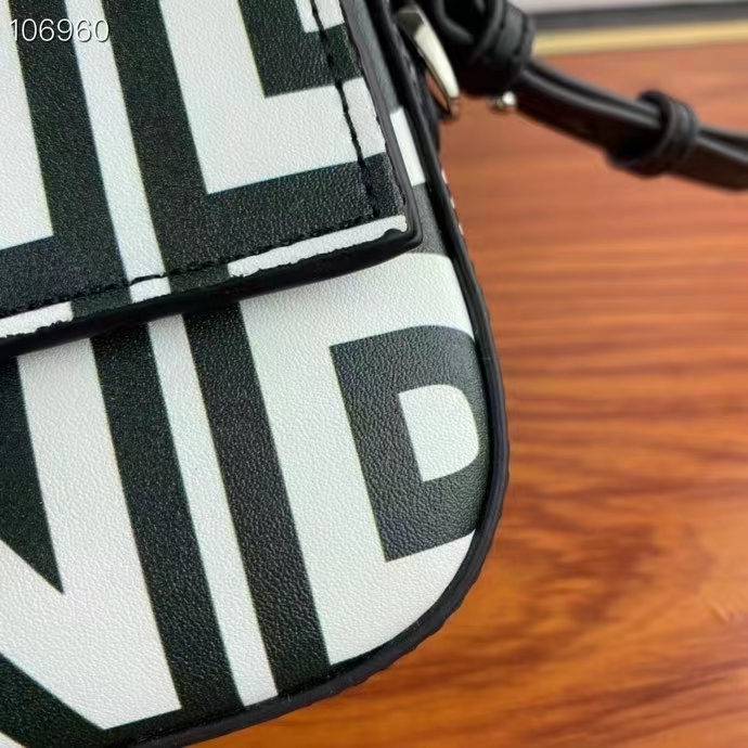 Fendi Women FF Baguette Phone Pouch Two-Tone Leather Fendi Roma Capsule Bag