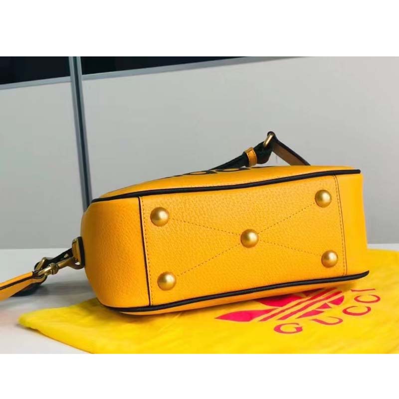 Gucci Unisex GG Adidas x Gucci Small Shoulder Bag Yellow Leather Green Red Web