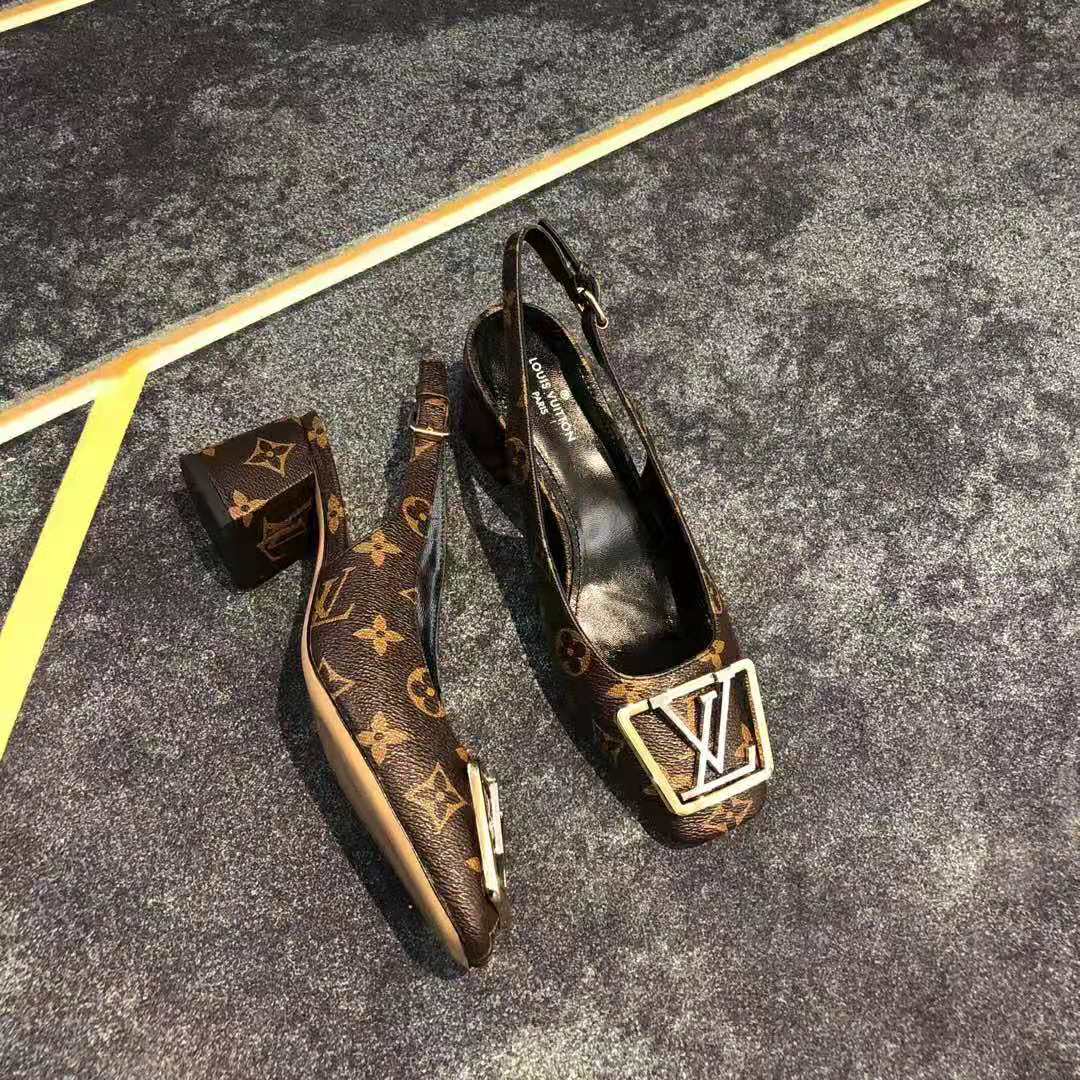 Louis Vuitton LV Women Madeleine Slingback Pump in Patent Monogram Canvas-Brown