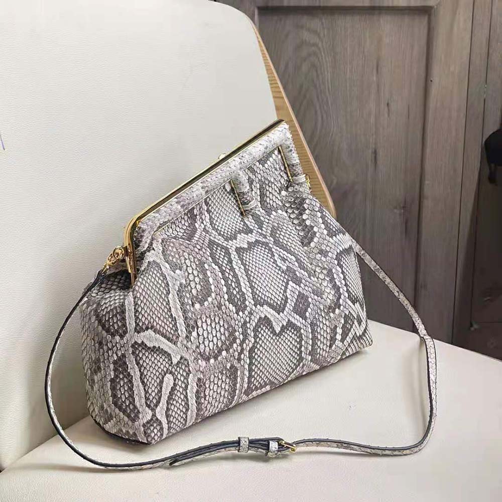 Fendi Women First Medium White Python Leather Bag