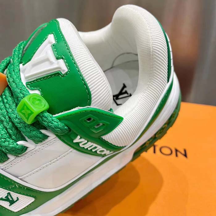 Louis Vuitton Unisex LV Trainer Maxi Sneaker Green Mix of Materials Rubber