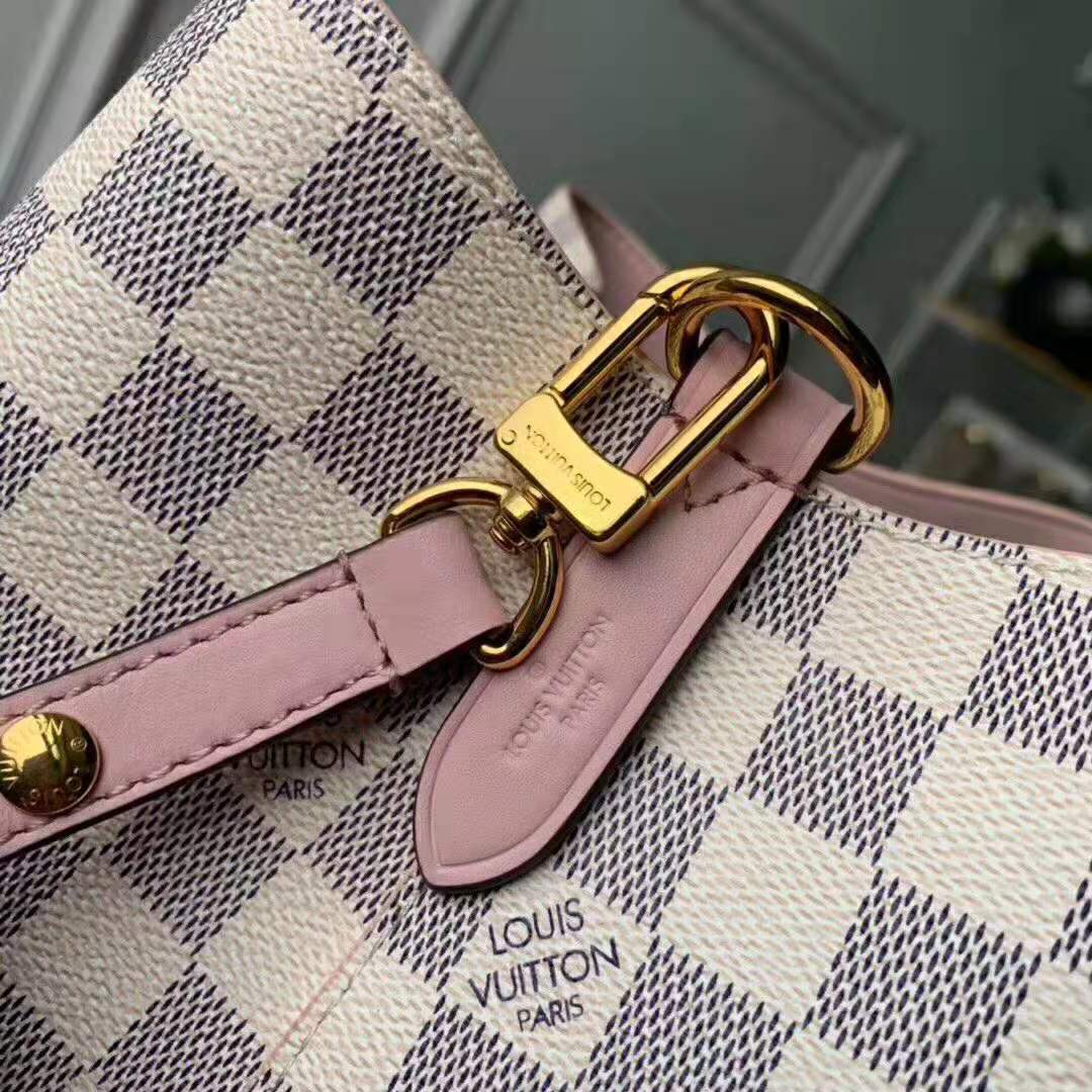 Louis Vuitton LV Women NéoNoé Bucket Bag in Damier Azur Canvas-Pink