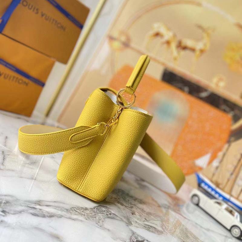 Louis Vuitton LV Women Capucines BB Handbag Yellow Taurillon Leather
