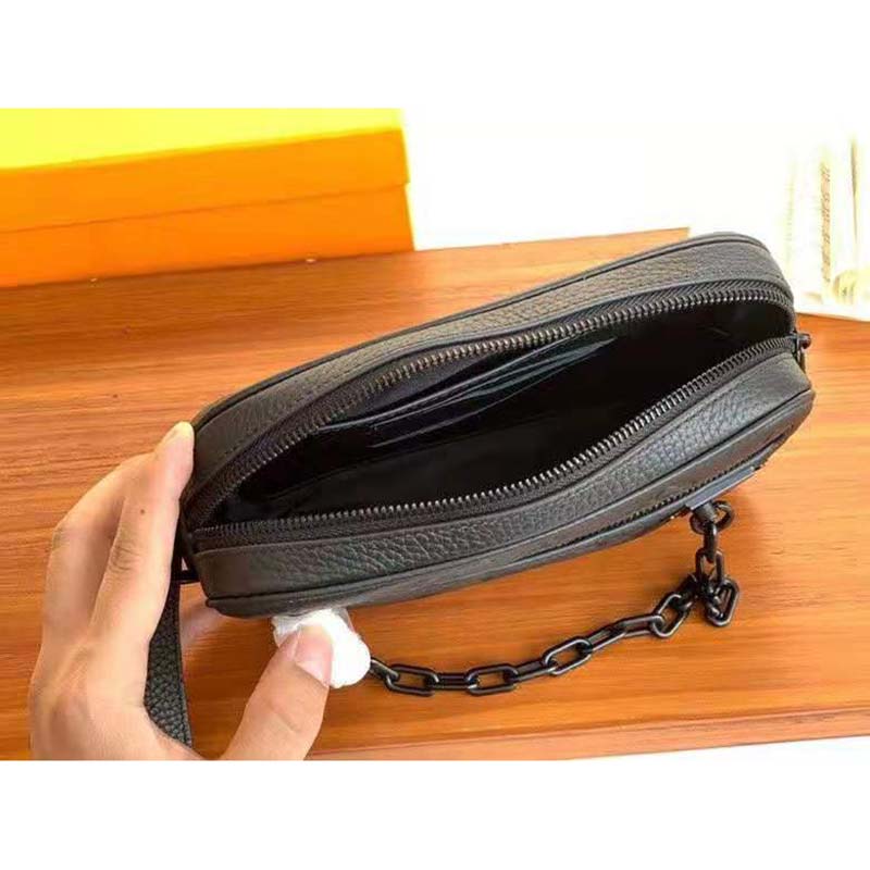 Louis Vuitton LV Unisex Pochette Volga Taurillon Cowhide Leather Monogram Canvas