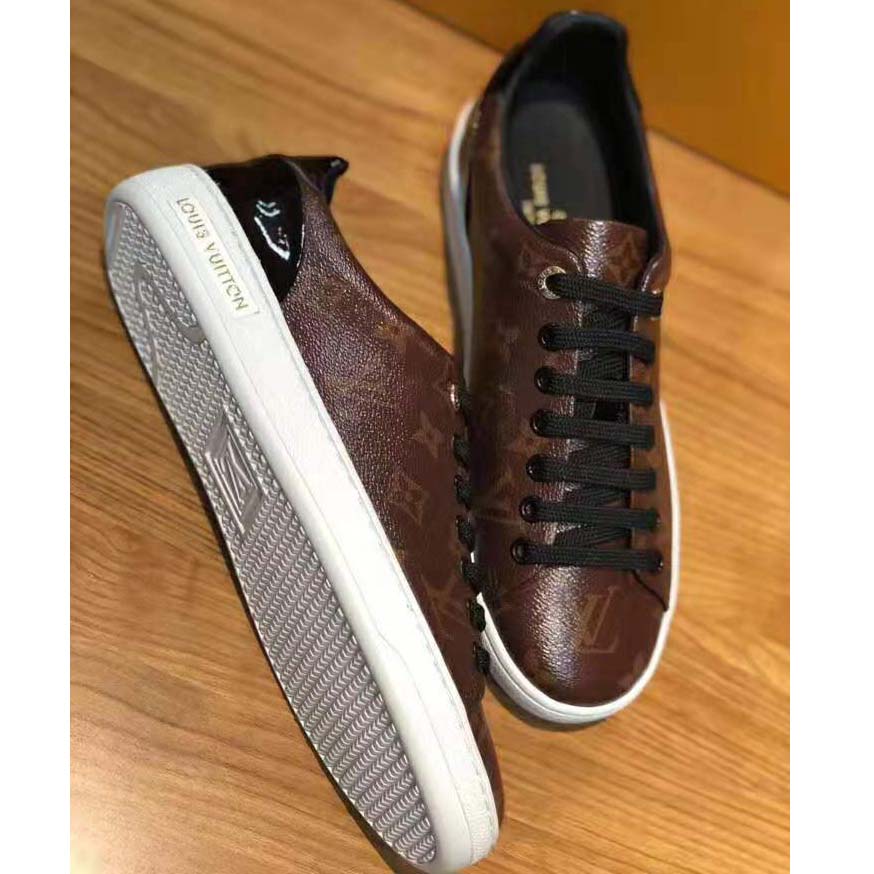 Louis Vuitton LV Women Frontrow Sneaker in Patent Monogram Canvas-Brown