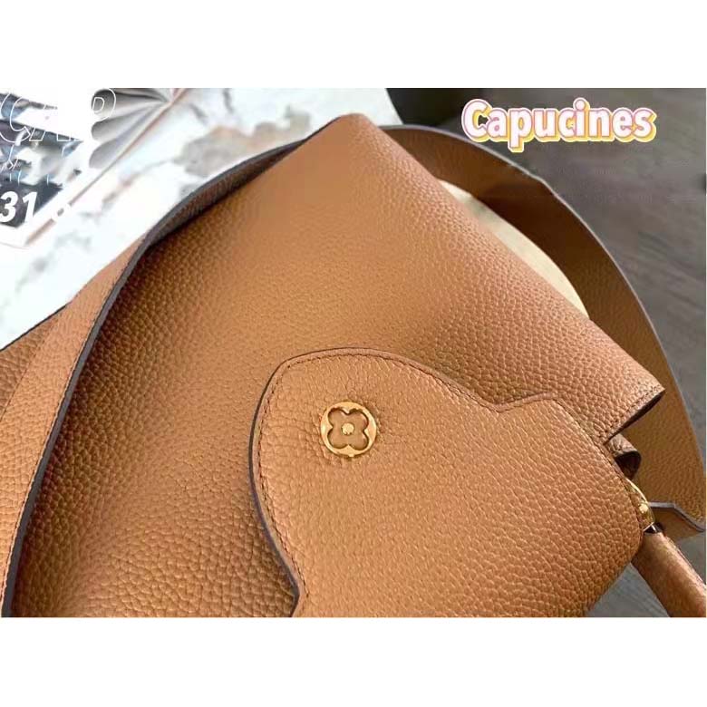 Louis Vuitton LV Women Capucines MM Handbag Gold Arizona Taurillon Cowhide