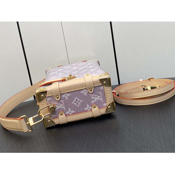 Louis Vuitton LV Women Side Trunk Rose Monogram Coated Canvas Cowhide Leather