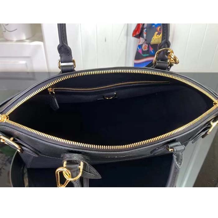 Louis Vuitton LV Women Lock It MM Black Taurillon Leather Smooth Calfskin Calf Leather