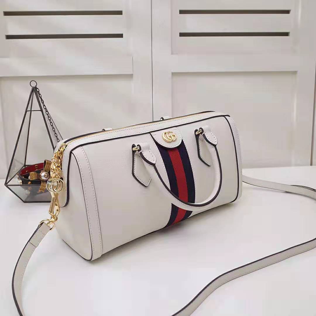 Gucci GG Women Ophidia Medium Top Handle Bag in White Leather
