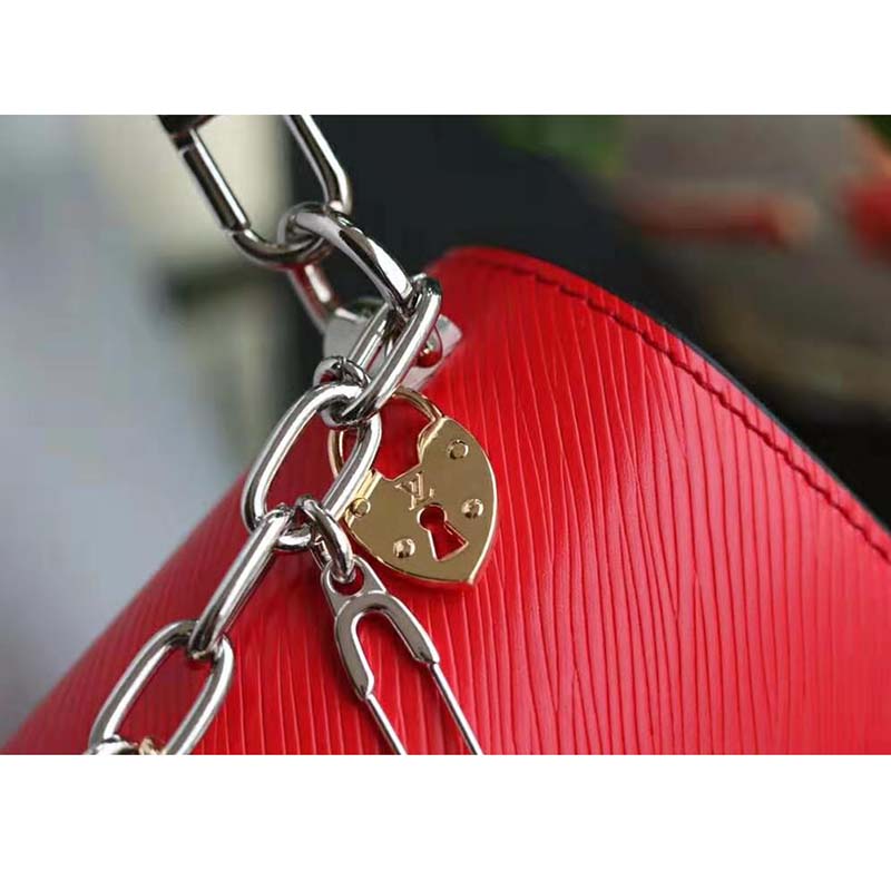 Louis Vuitton LV Women Twist PM LV Love Lock Charms Handbag in Epi Cowhide Leather-Red