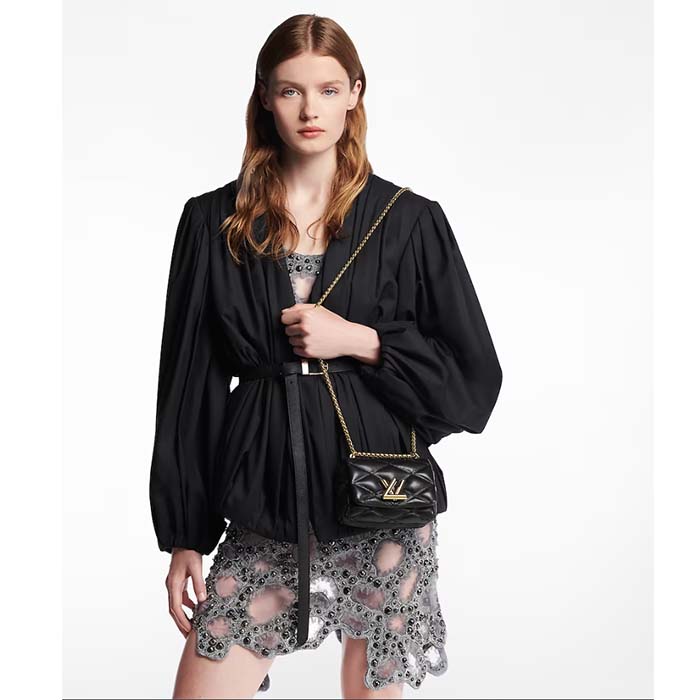 Louis Vuitton LV Women Pico GO-14 Black Lamb Leather Lambskin Cowhide Leather