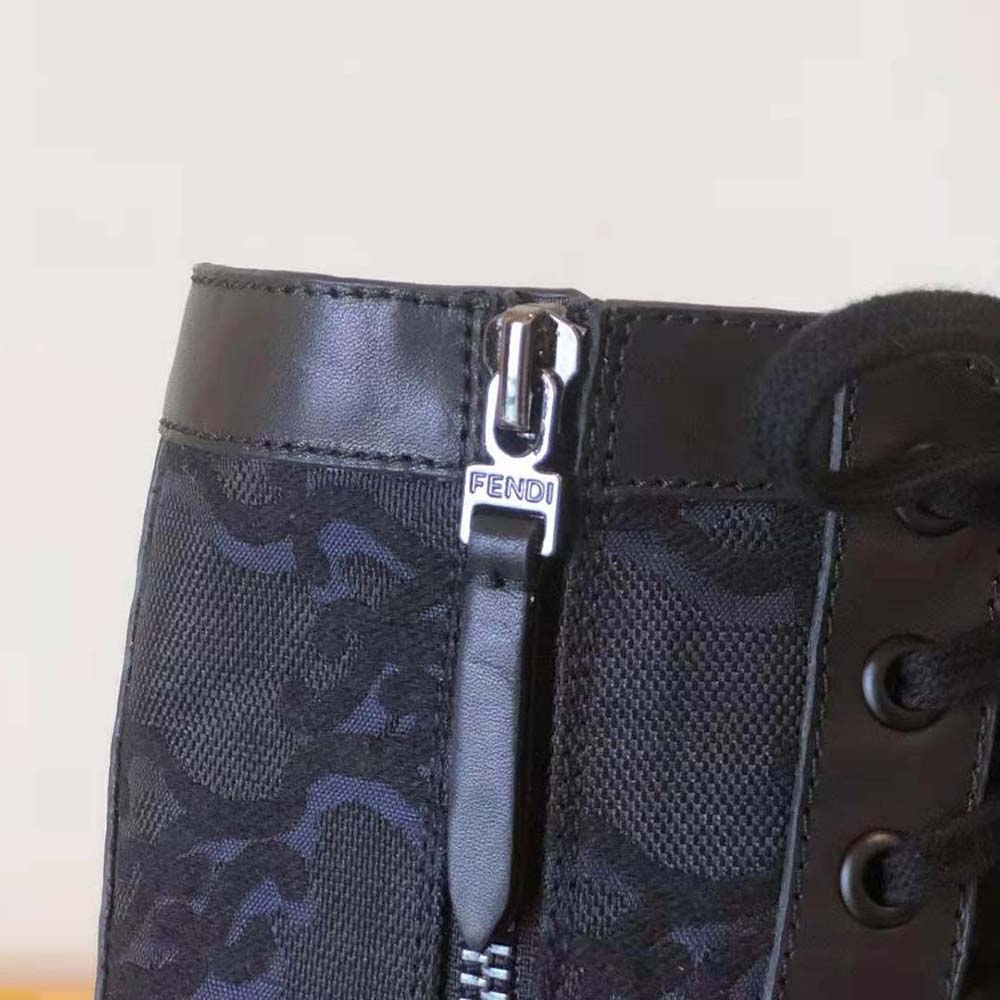 Fendi Women Signature Black Leather Biker Boots