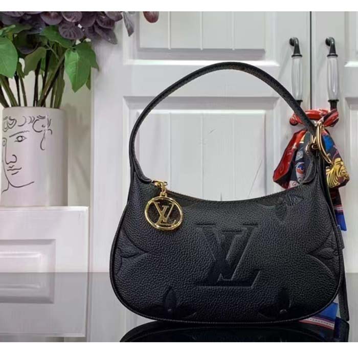 Louis Vuitton LV Women Mini Moon Black Monogram Empreinte Embossed Supple Grained Cowhide Leather
