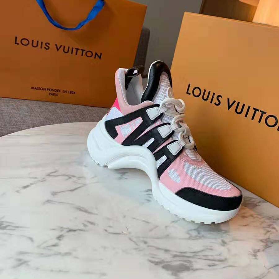Louis Vuitton LV Unisex LV Archlight Sneaker in Calf Leather and Technical Fabric-Pink