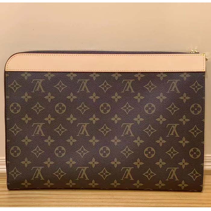 Louis Vuitton LV Unisex Pochette Jour Monogram Coated Canvas Aged Cowhide Leather