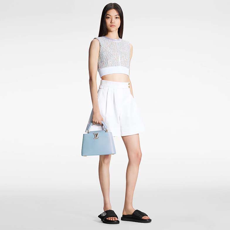 Louis Vuitton LV Women Capucines BB Handbag Lilas Purple Taurillon Leather Shimmery