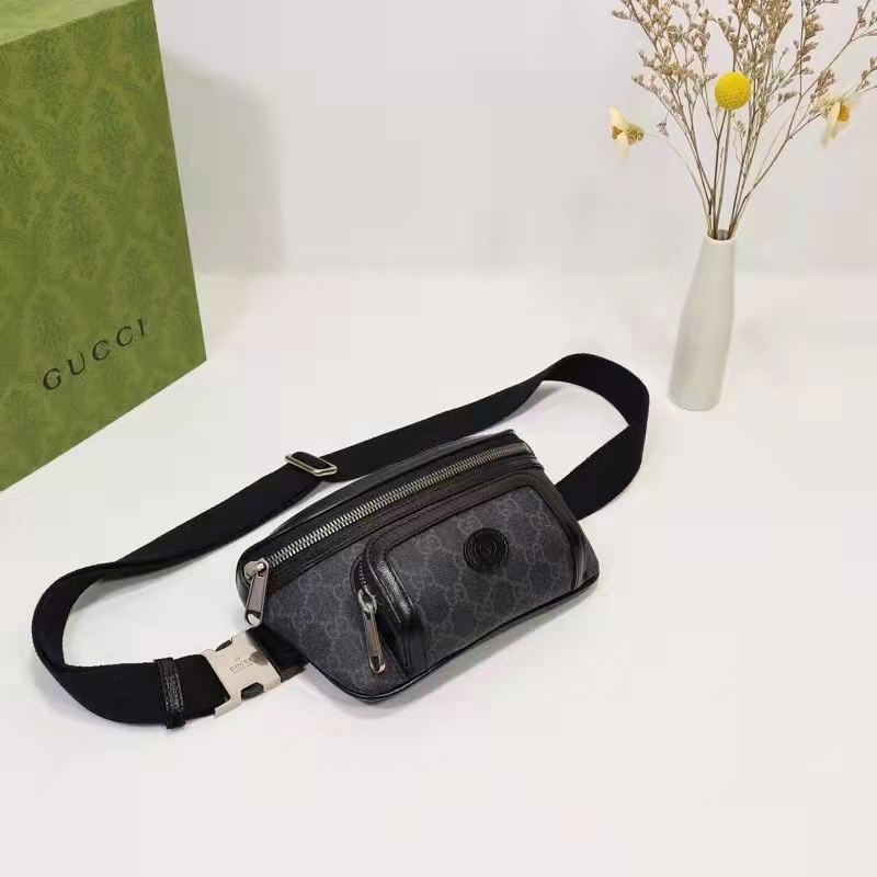 Gucci Unisex Belt bag Interlocking G Black GG Supreme Canvas