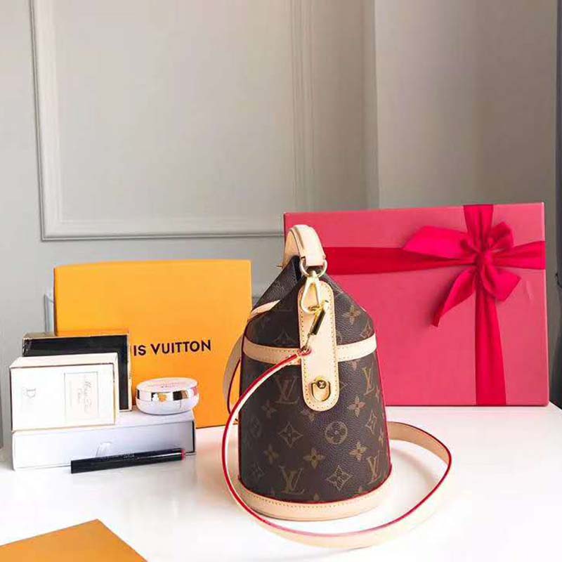 Louis Vuitton LV Women Duffle Bag in Monogram Coated Canvas-Brown
