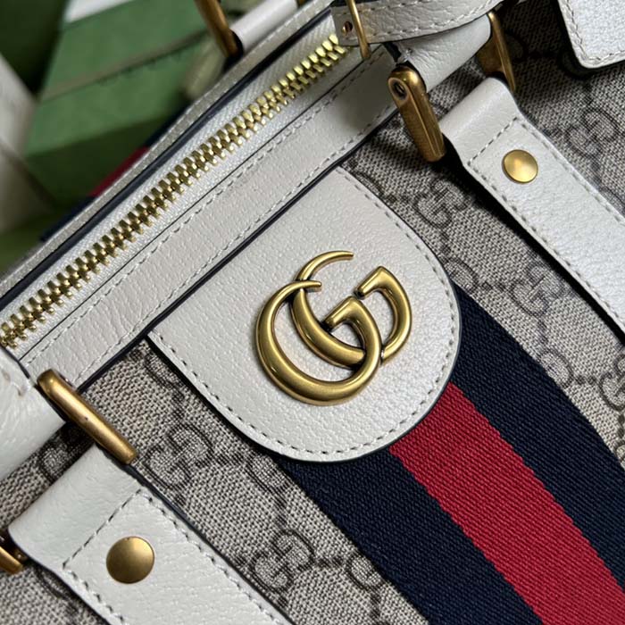 Gucci Unisex Ophidia Medium Duffle Bag Beige Ebony GG Supreme Canvas Double G