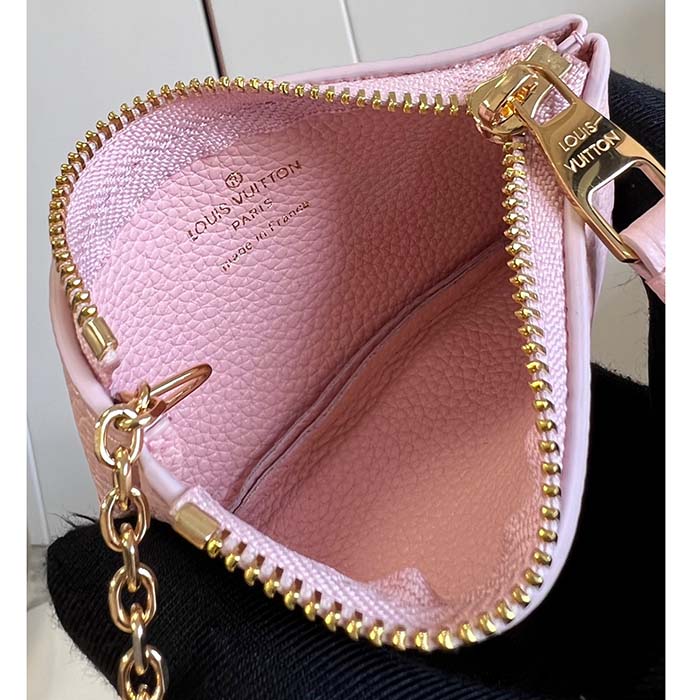 Louis Vuitton LV Women Key Pouch Pink Monogram Empreinte Embossed Supple Grained Cowhide Leather