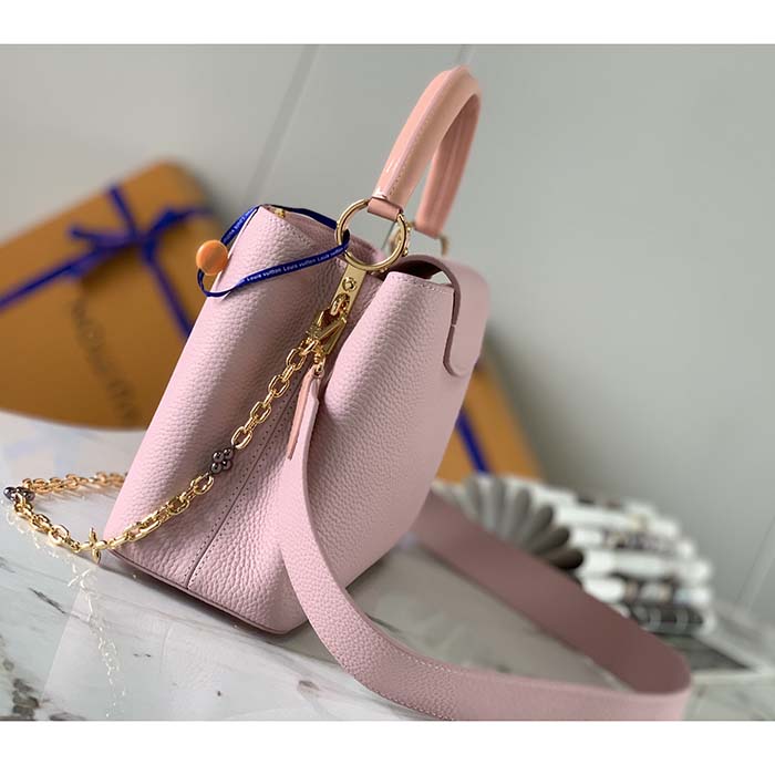 Louis Vuitton LV Women Capucines BB Handbag Pearly Pink Taurillon Leather
