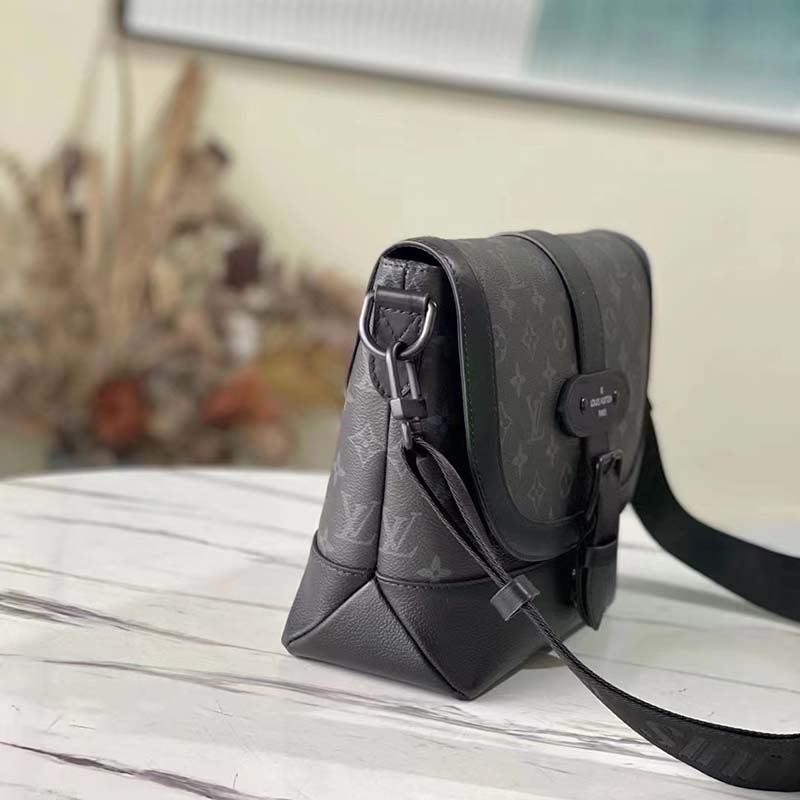 Louis Vuitton LV Unisex Saumur Messenger Monogram Eclipse Coated Canvas Black