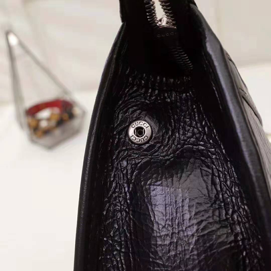 Gucci GG Men Pouch with Interlocking G in Black Soft Leather