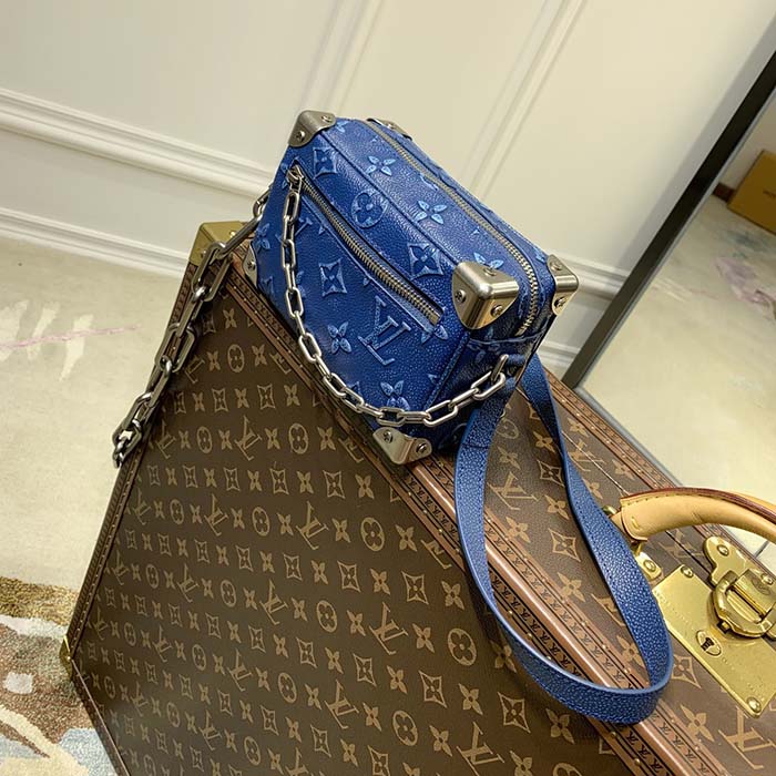 Louis Vuitton LV Unisex Mini Soft Trunk Denim Blue Cowhide Leather