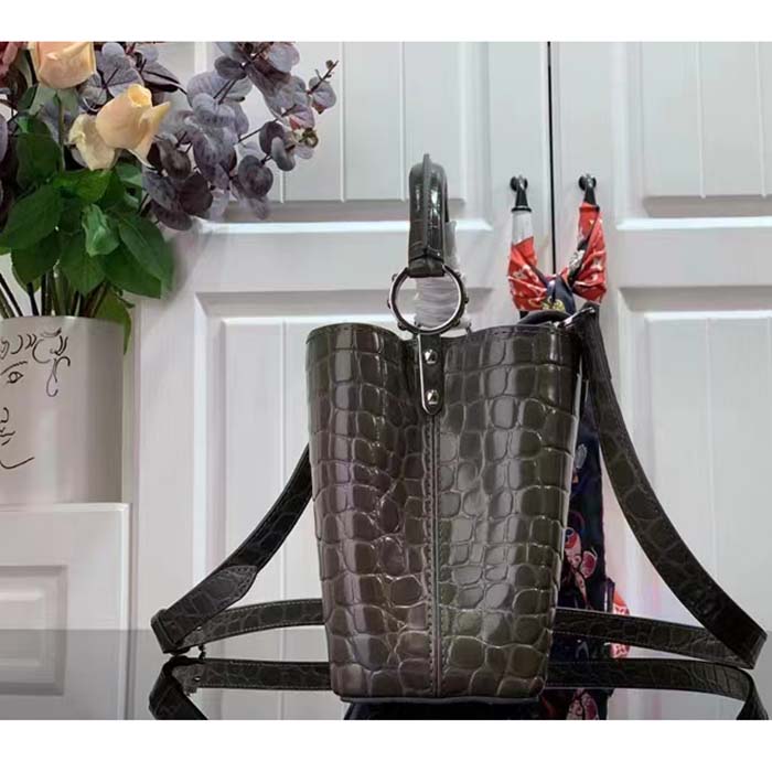 Louis Vuitton LV Women Capucines BB Handbag Grey Crocodilien Brillant Savoir Faire