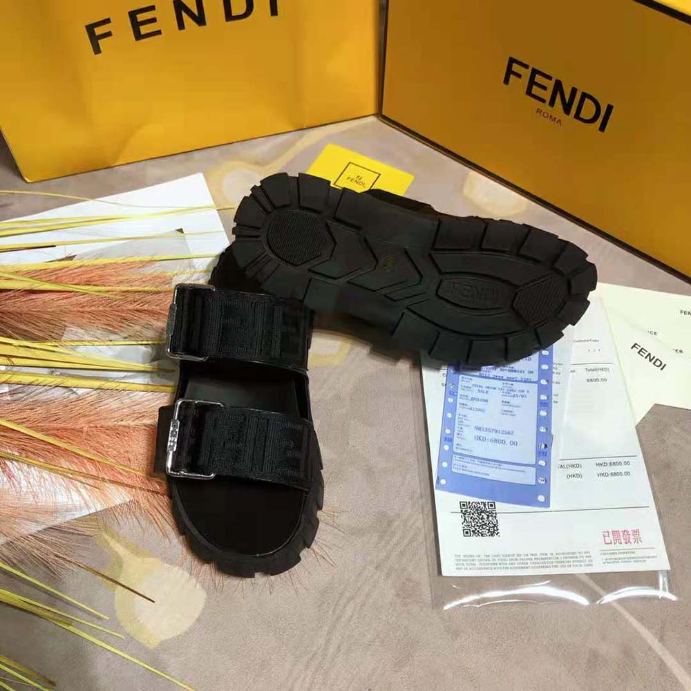 Fendi Women Sandals Black Fabric Sandals
