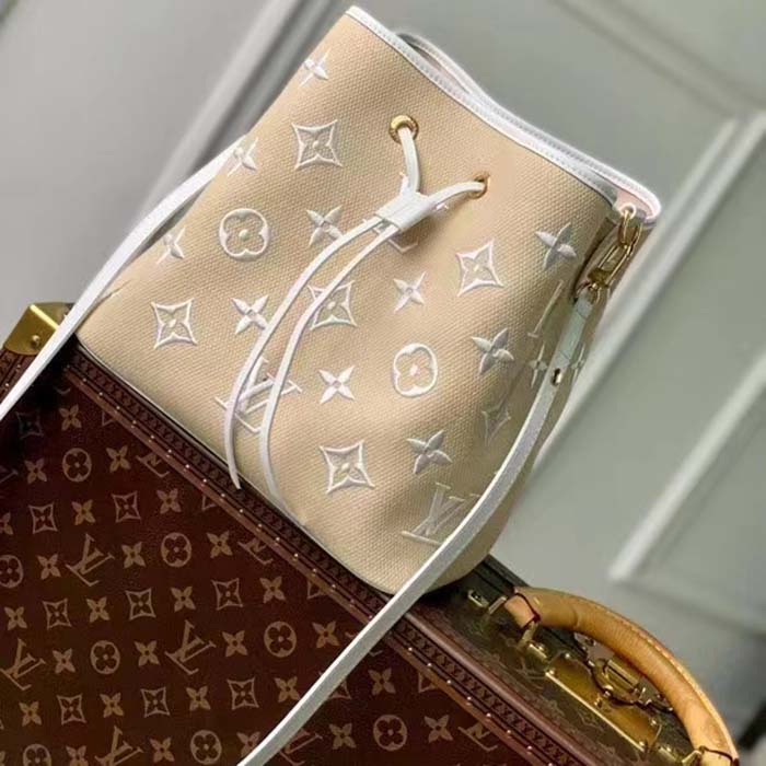 Louis Vuitton LV Women Néonoé MM White Cotton Cowhide Leather