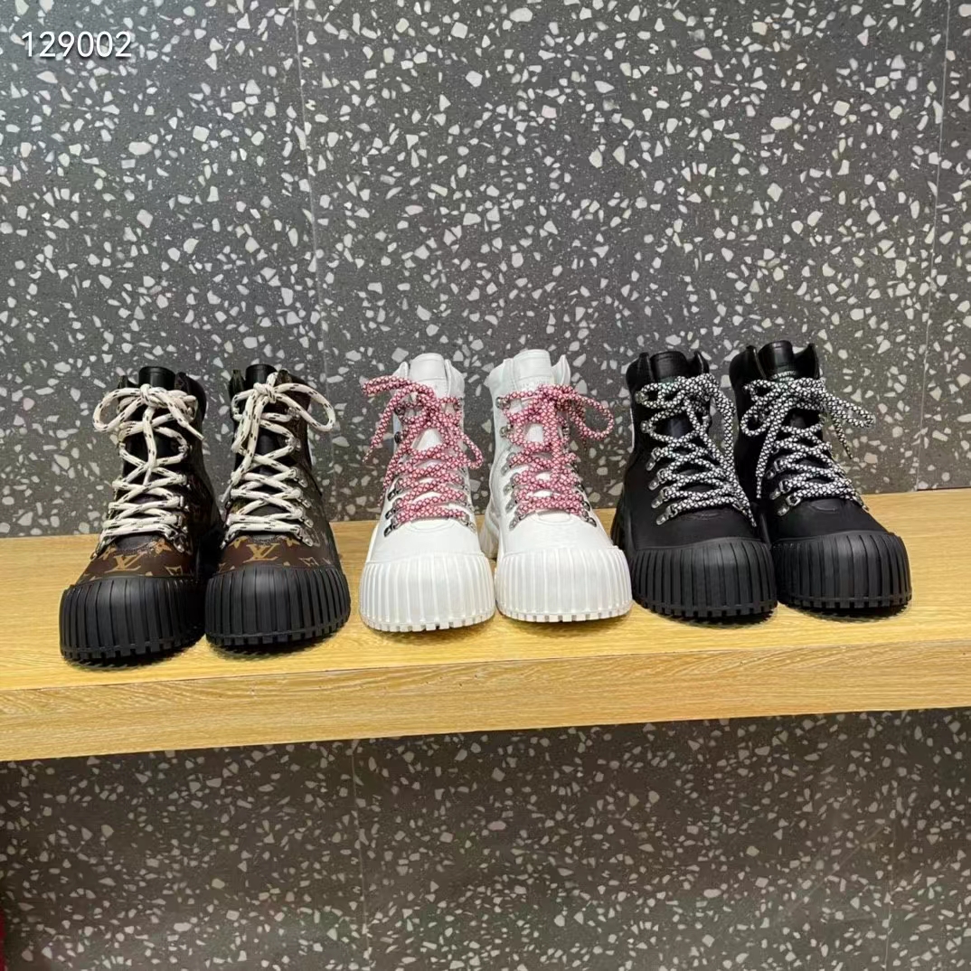 Louis Vuitton Women LV Ruby Flat Ranger Cacao Brown Patent Monogram Canvas Calf