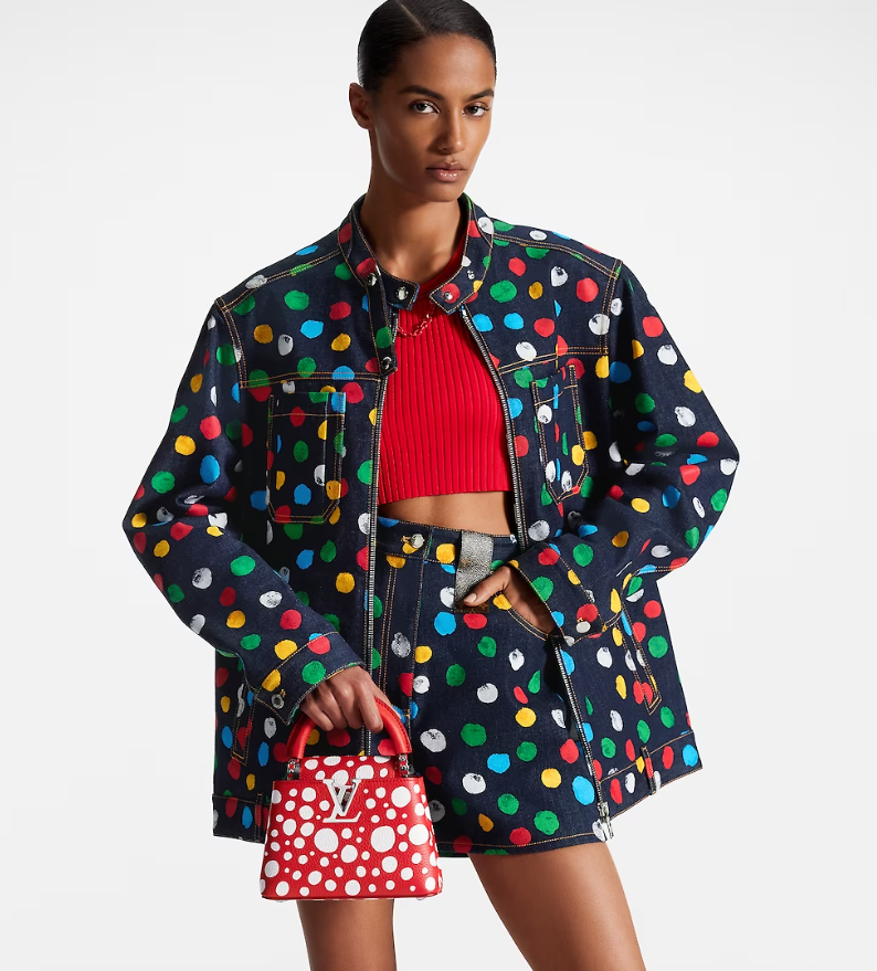 Louis Vuitton Women LV x YK Capucines Mini Red Taurillon Bull Calf Leather Infinity Dots Print