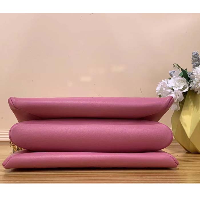 Louis Vuitton LV Women Coussin PM Handbag Rose Bonbon Pink Lambskin Zip Closure