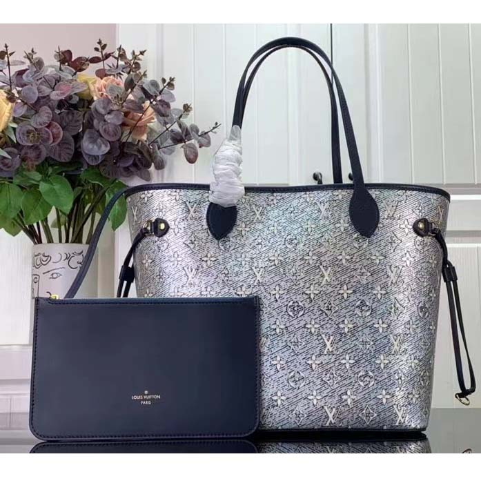 Louis Vuitton LV Unisex Neverfull MM Monogram Coated Canvas Cowhide Leather