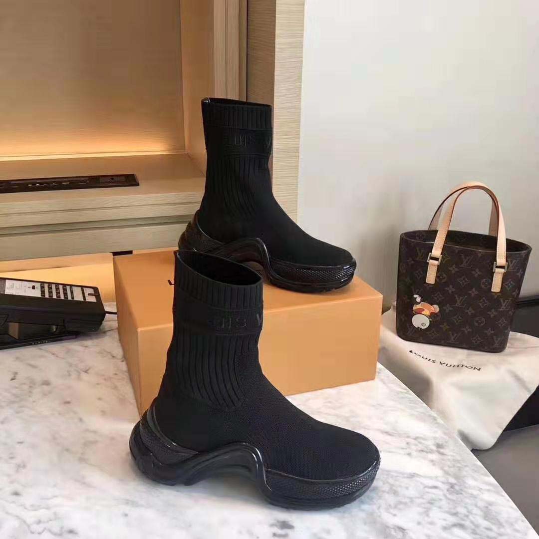 Louis Vuitton LV Women LV Archlight Sneaker Boot in Black Stretch Textile