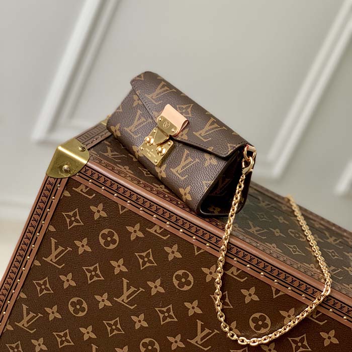 Louis Vuitton LV Women Bitsy Pouch Brown Monogram Flower Canvas
