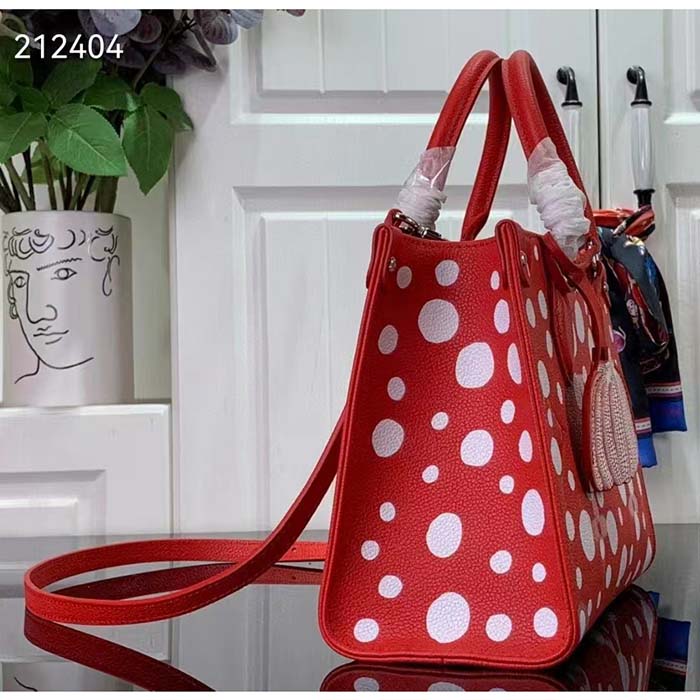 Louis Vuitton LV Women LV x YK OnTheGo PM​ Red White Embossed Grained Monogram Empreinte Cowhide