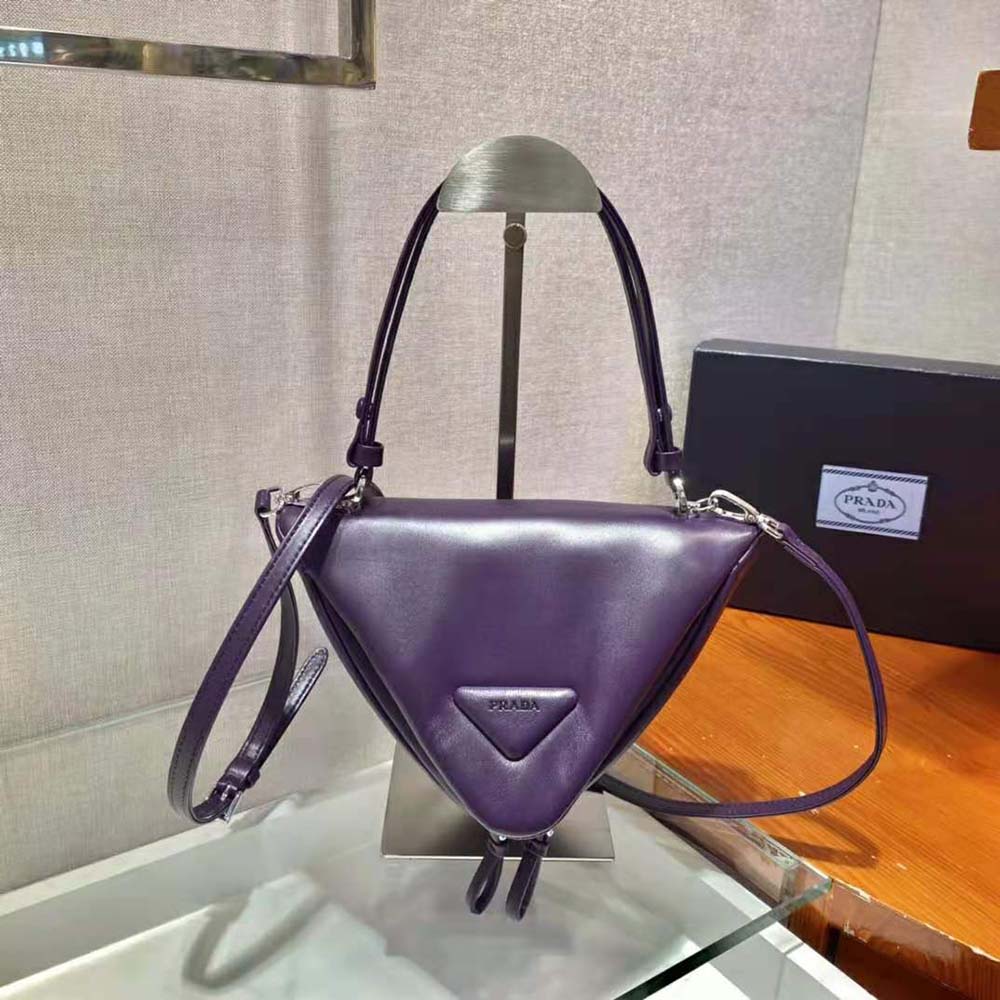 Prada Women Padded Nappa Leather Handbag-Purple