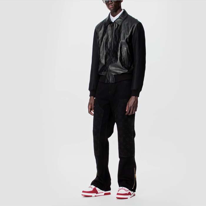 Louis Vuitton LV Unisex LV Trainer Sneaker Red Monogram Denim Rubber Outsole