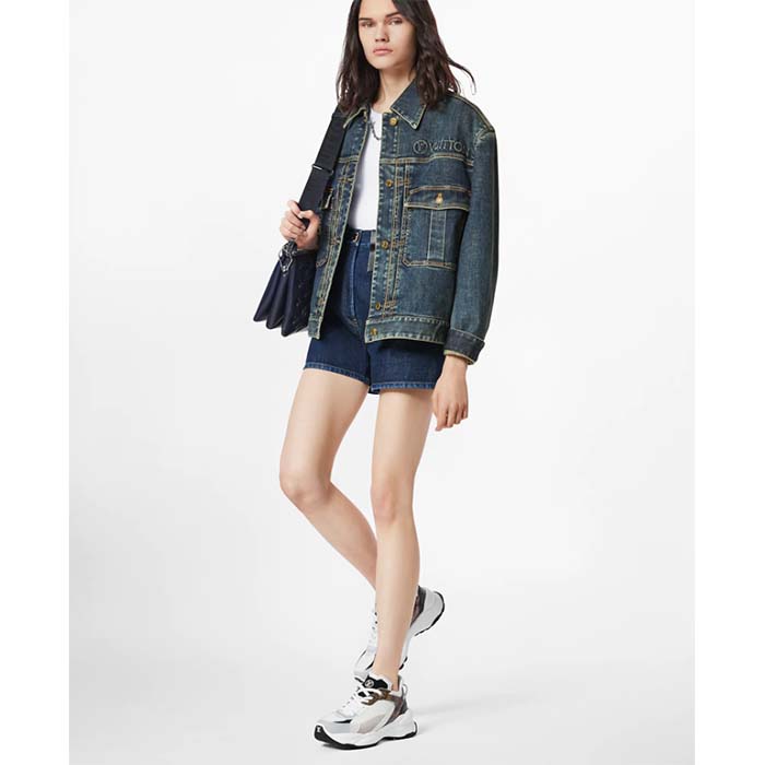 Louis Vuitton LV Unisex Run 55 Sneaker White Mix Materials Lifted Rubber Outsole