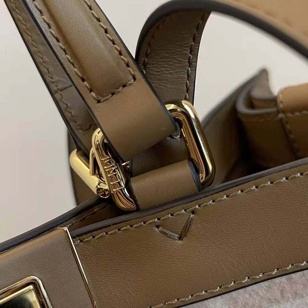 Fendi Women Medium Peekaboo X-Tote Beige FF Wool Bag