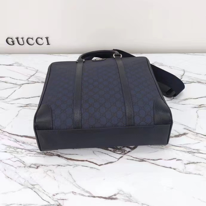 Gucci GG Unisex Ophidia Medium Tote Bag Blue Black GG Supreme Tender Canvas
