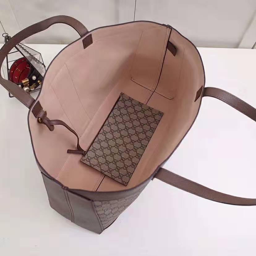 Gucci GG Unisex Ophidia GG Tote in Beige/Ebony GG Supreme Canvas