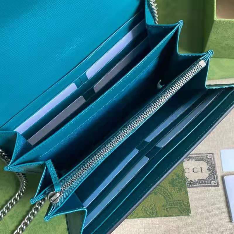 Gucci GG Women Dionysus Small Shoulder Bag Blue Leather with Turquoise Leather