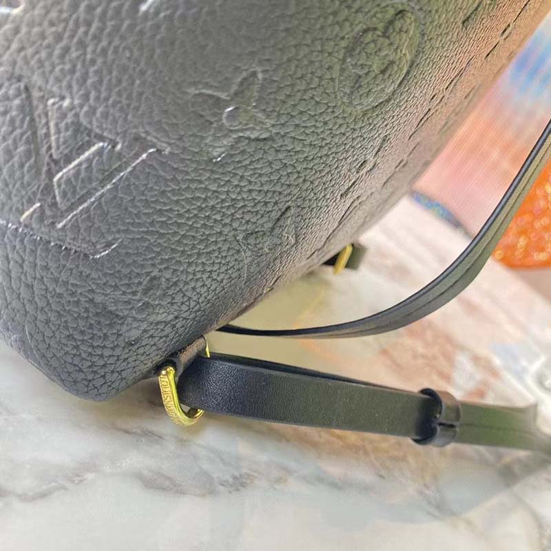 Louis Vuitton LV Unisex Montsouris Backpack Black Black Embossed Cowhide Leather