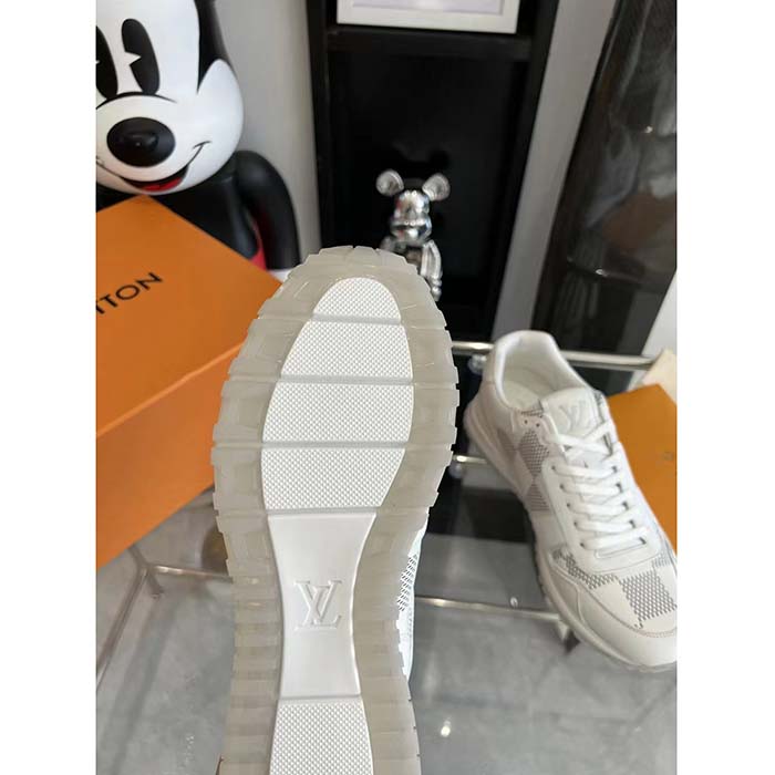 Louis Vuitton LV Unisex Run Away Sneaker White Maxi Damier-Embossed Grained Calf Leather Rubber