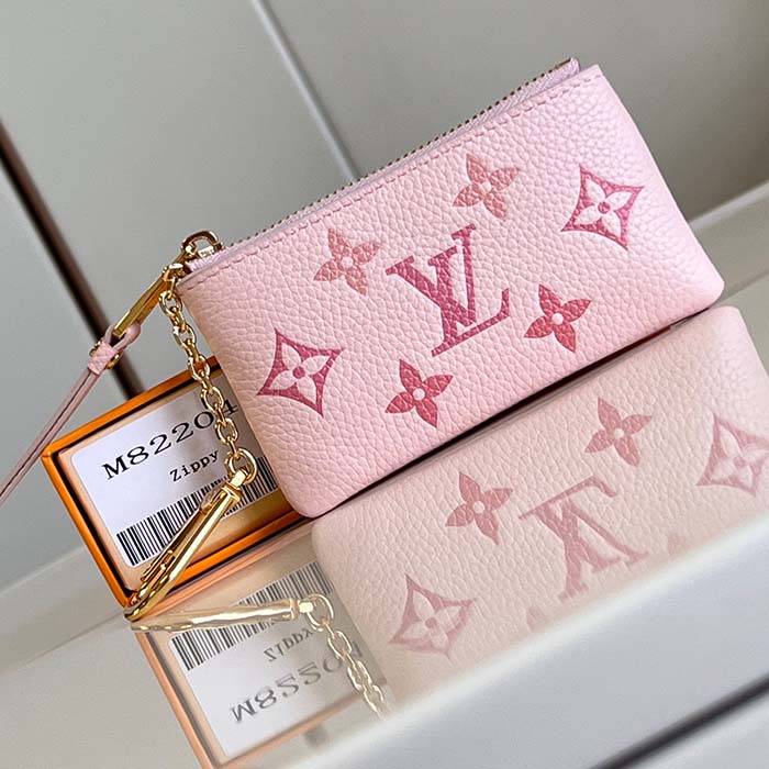 Louis Vuitton LV Women Key Pouch Pink Monogram Empreinte Embossed Supple Grained Cowhide Leather