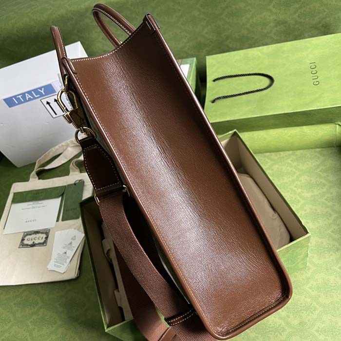 Gucci Unisex Small Tote Interlocking G Beige Ebony GG Supreme Canvas