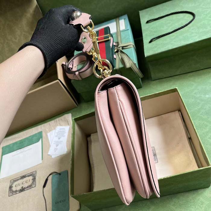 Gucci Women Blondie Top Handle Bag Light Pink Leather Round Interlocking G